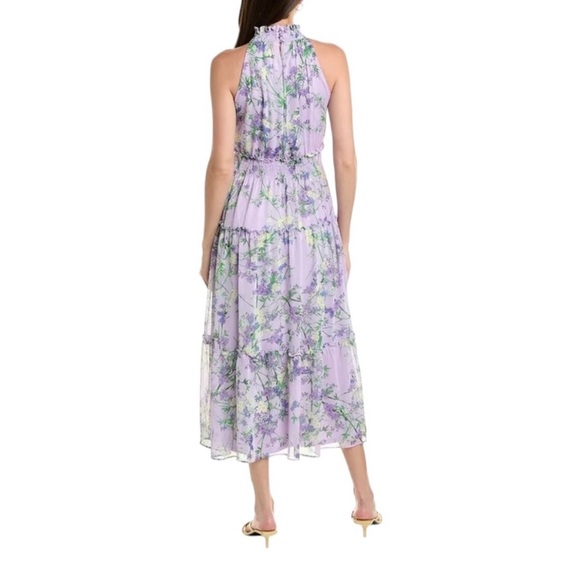 Taylor Chiffon Purple Floral High Neck Tiered Maxi Dress - Picture 2 of 8